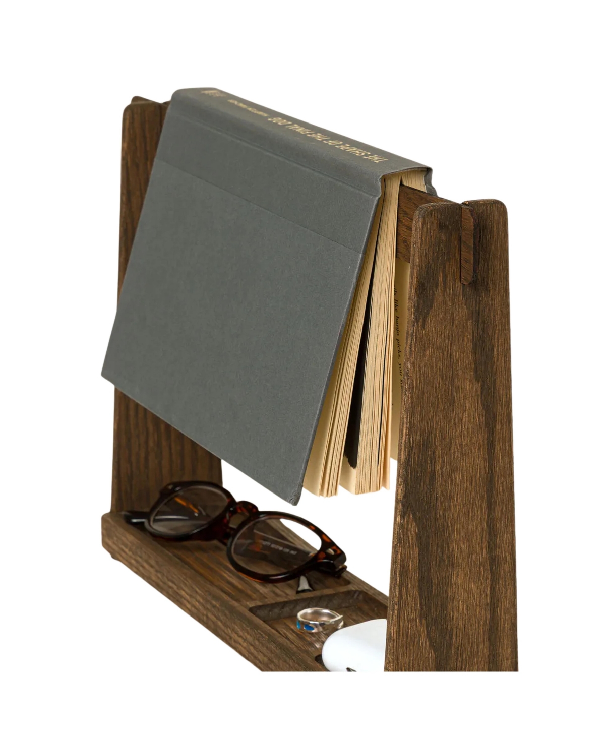 Uncommon Goods Save My Spot Red Oak Book Stand With Removable Bookmark