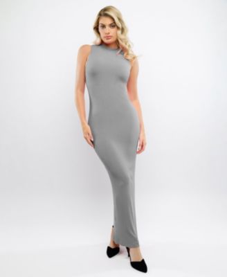 Women's Shapewear Modal Cutaway Mock Neck Slimming Maxi Dress