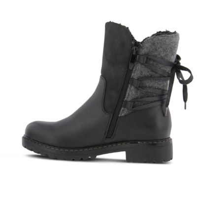 Women s DAWNA Sculpted Heel Booties with Faux Wool Shaft and Back Lace Detail