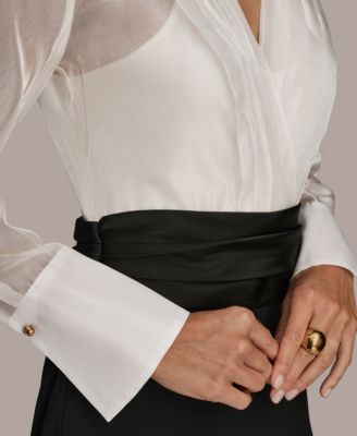 Women's V-Neck Long-Sleeve Ball Gown