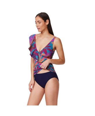 Women's Plantopia Ruffle V Neck Surplice Tankini