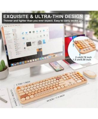 2.4G Wireless Keyboard and Mouse Combo - Full-Sized Colorful Keyboard with Round Keycaps, 104 Keys Typewriter Keyboard for Laptop and PC