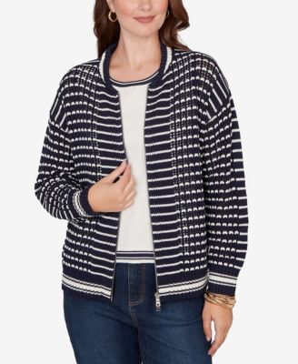 Petite Mesh Stitch Zip Sweater Jacket