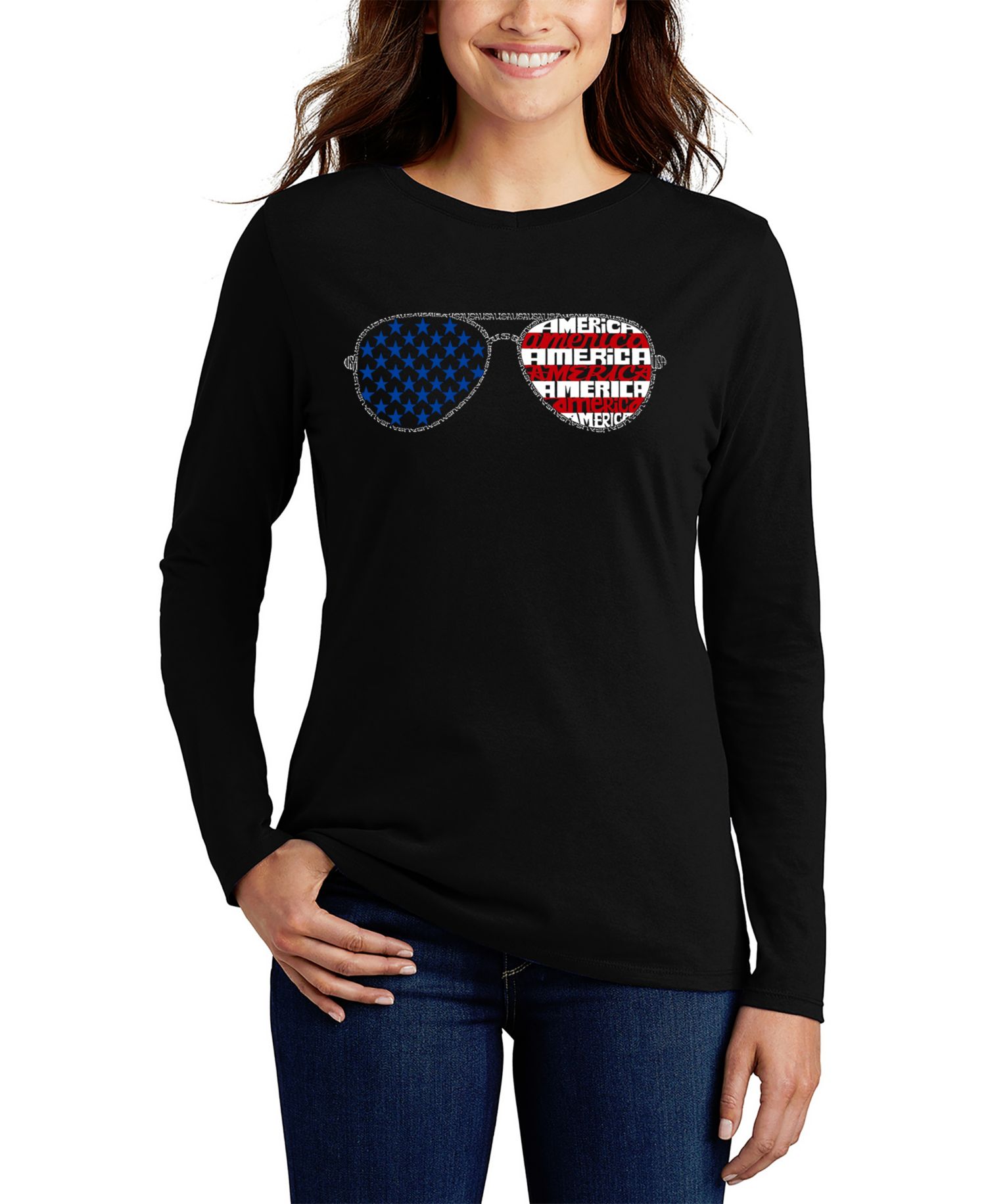 Women's Americana Sunglasses Word Art Long-Sleeve T-Shirt