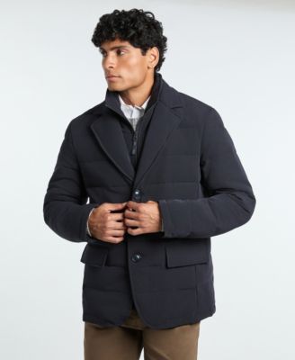 Men's Solid Quilted Puffer Blazer Jacket
