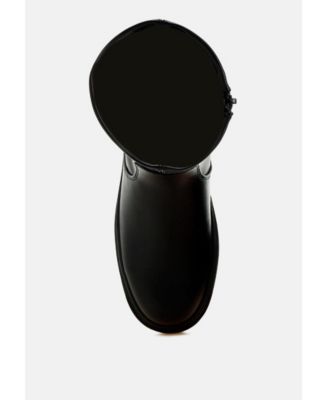 Womens Carmit Chunky Faux Leather Calf Boots