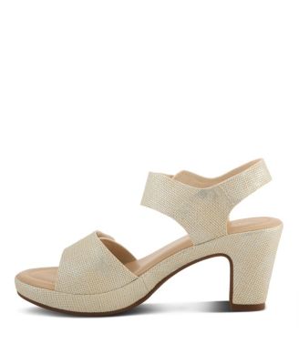 Women's DADE-WOVEN Textured Platform Sandals with Metallic Button Detail