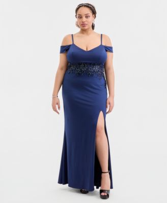 Trendy Plus Size Off-The-Shoulder Embellished Gown