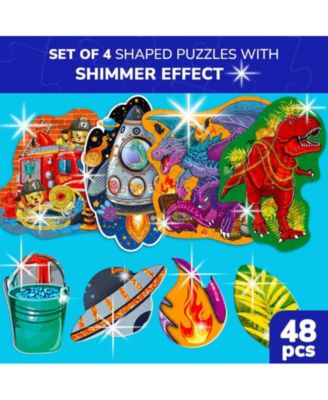 Shimmer Puzzles for Kids –  4-Pack Dragon, Rocket, Firetruck & Dinosaur Children's Game