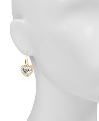 Lovely Sparkle Collection Pave Heart Drop Earrings