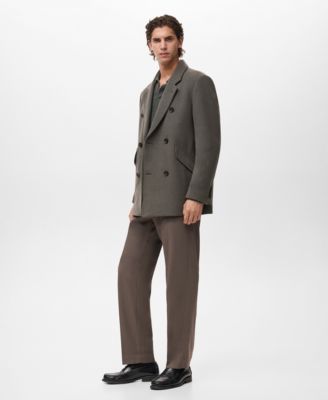 Men's Double-Breasted Wool-Blend Coat