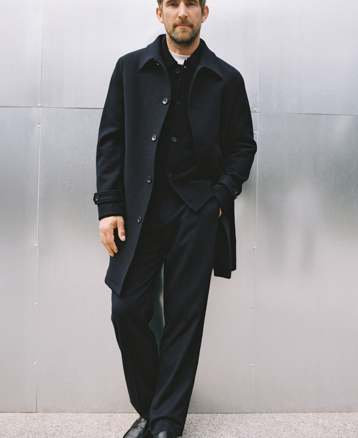 Mango Men's Detachable Hood Wool Coat