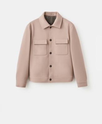 Men's Lapel Pockets Wool Effect Jacket