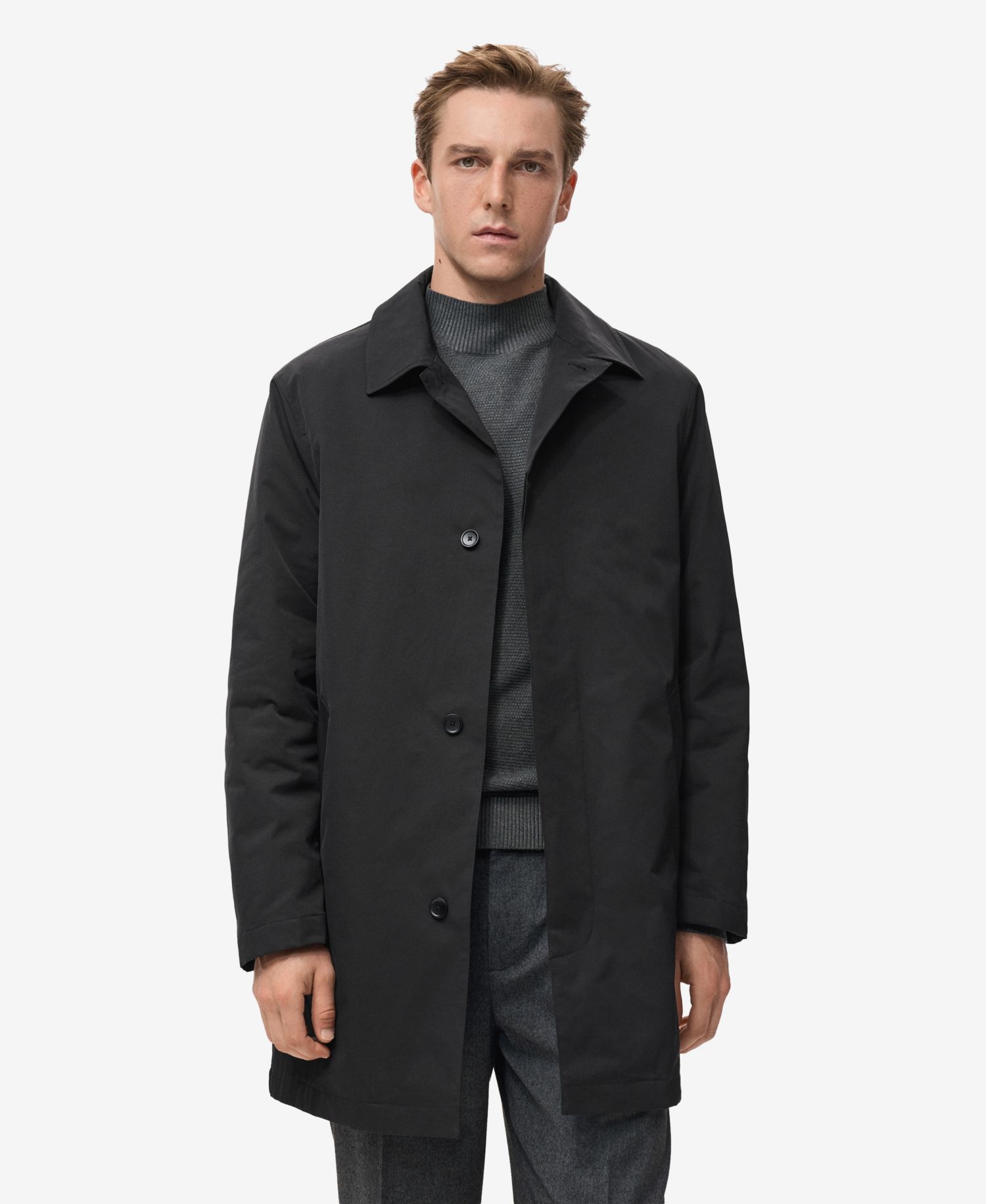 Men's Quilted Water-Repellent Trench Coat