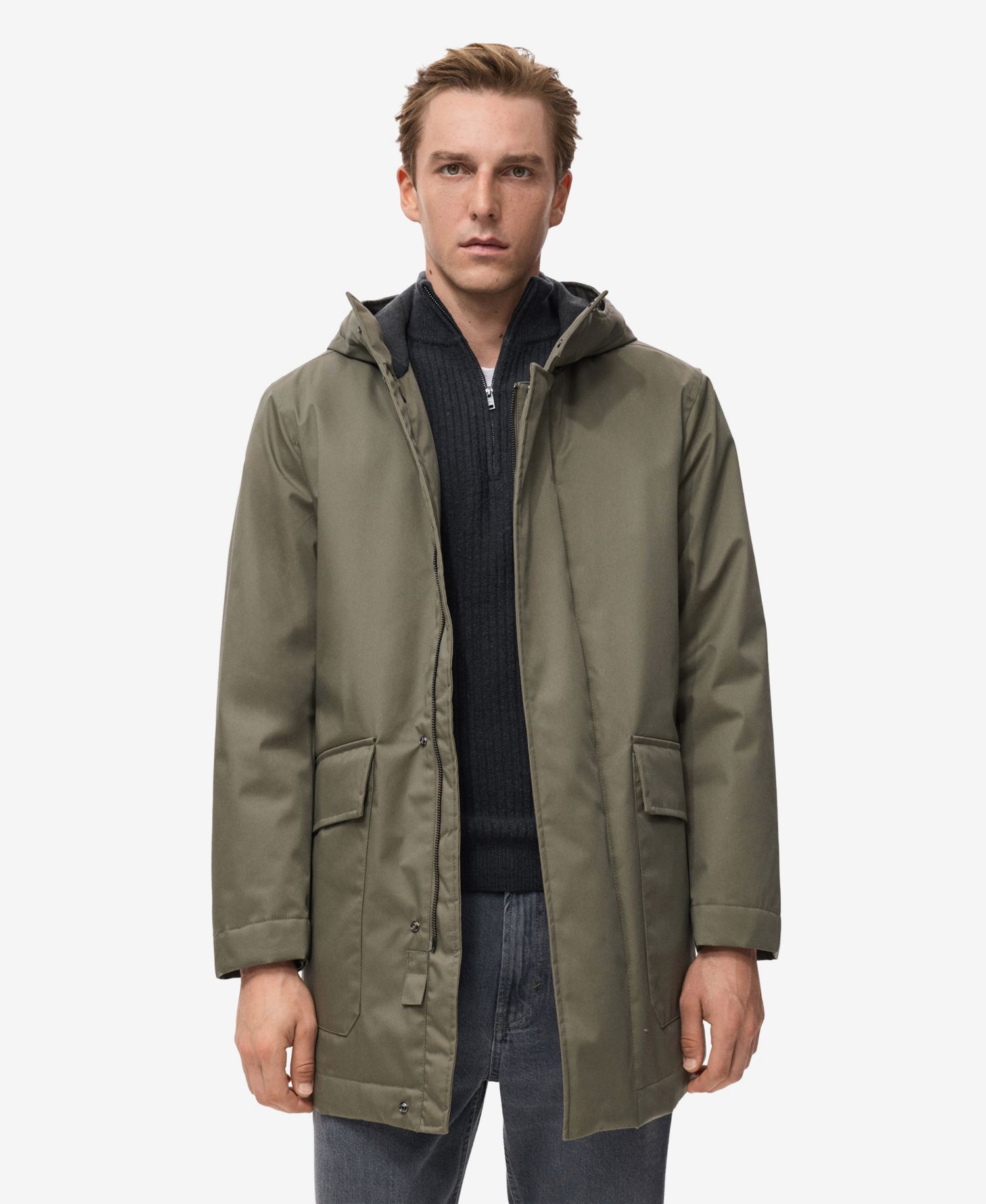 Men's Water-Repellent Hood Quilted Parka