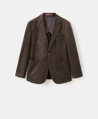 Men's Slim-Fit Micro-Check Wool-Blend Jacket