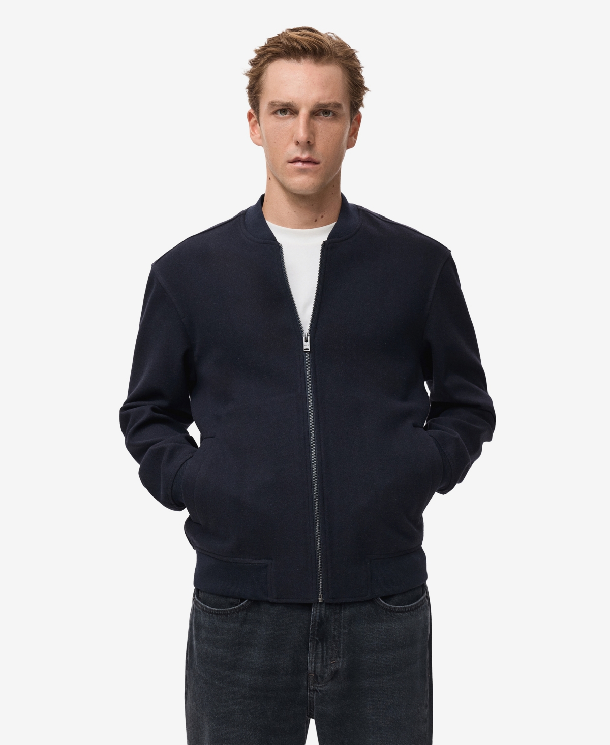 Mango Men's Bomber Zip Sweatshirt