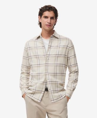 MANGO - Men's 100% Cotton Flannel Check Overshirt
