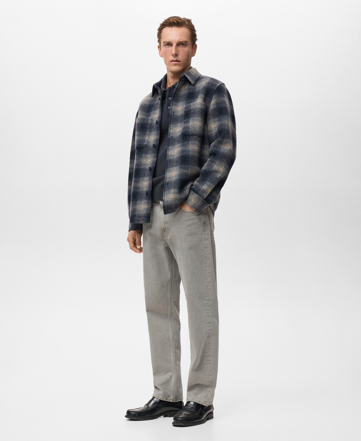 Mango Men's Checked Pocket Jacket