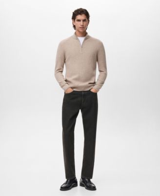 Men's Zip Neck Ribbed Sweater