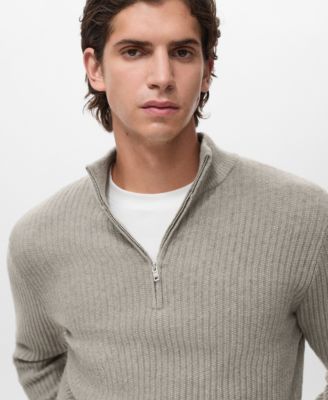 Men's Zip Neck Ribbed Sweater