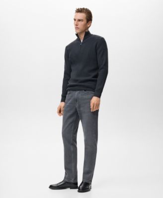 Men's Zip Neck Ribbed Sweater