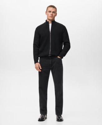 Men's Ribbed-Knit Zipper Cardigan