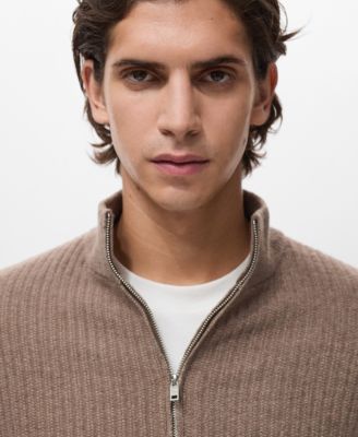 Men's Ribbed-Knit Zipper Cardigan