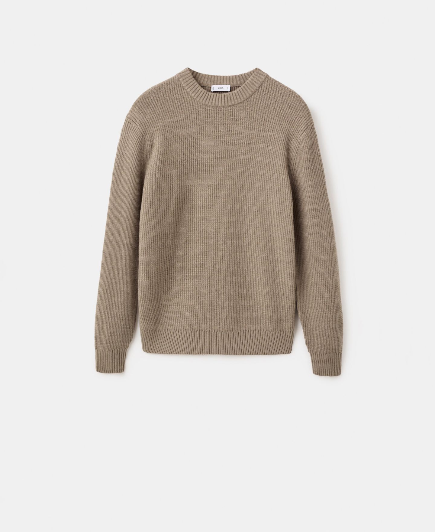 Мужской свитер MANGO Structured Knitted, цвет: Средний коричневый — фото 6
