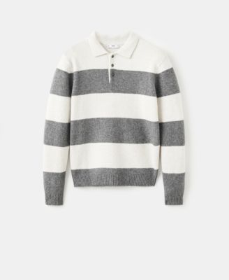 Men's Knitted Wool Blend Polo Sweater
