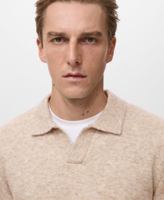 Men's Knitted Wool Blend Polo Sweater