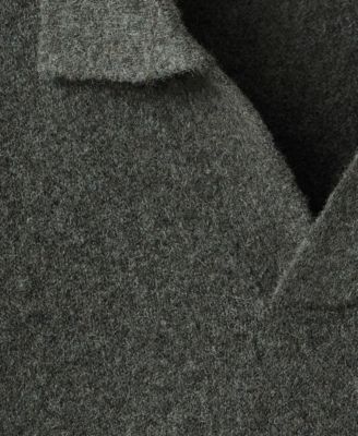 Men's Knitted Wool Blend Polo Sweater