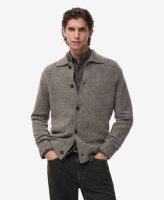 MANGO - Men's Knitted Wool Blend Cardigan
