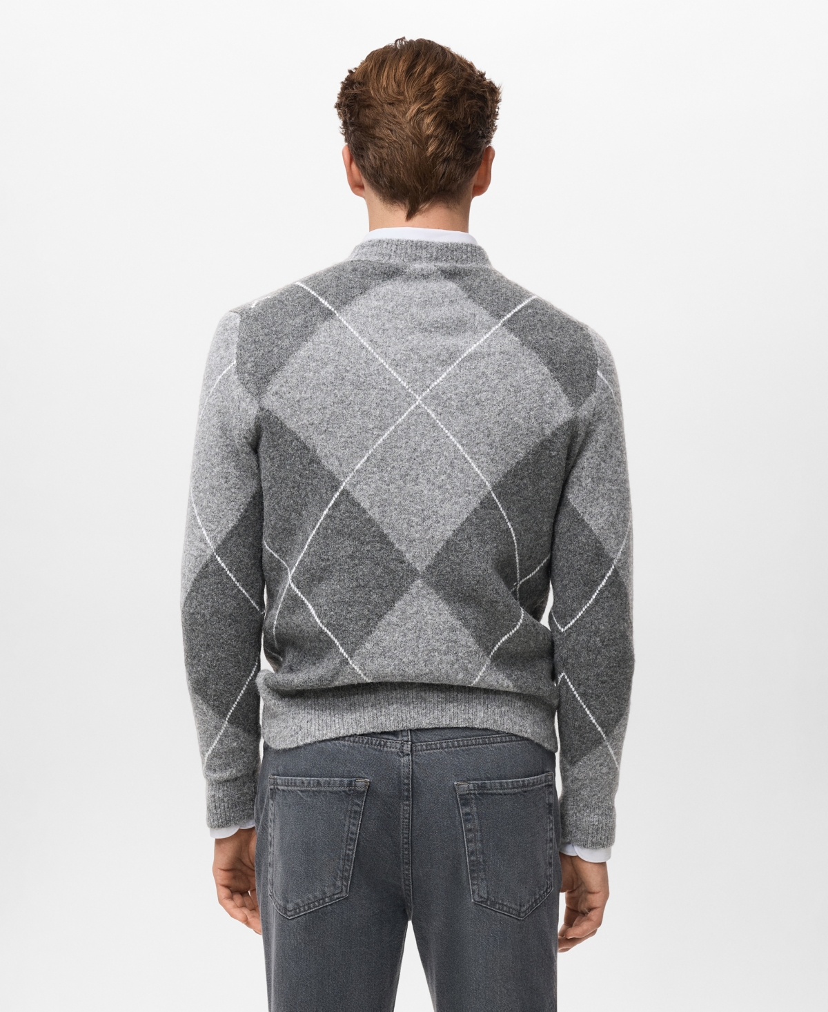 Mango Men's Argyle Knit Sweater