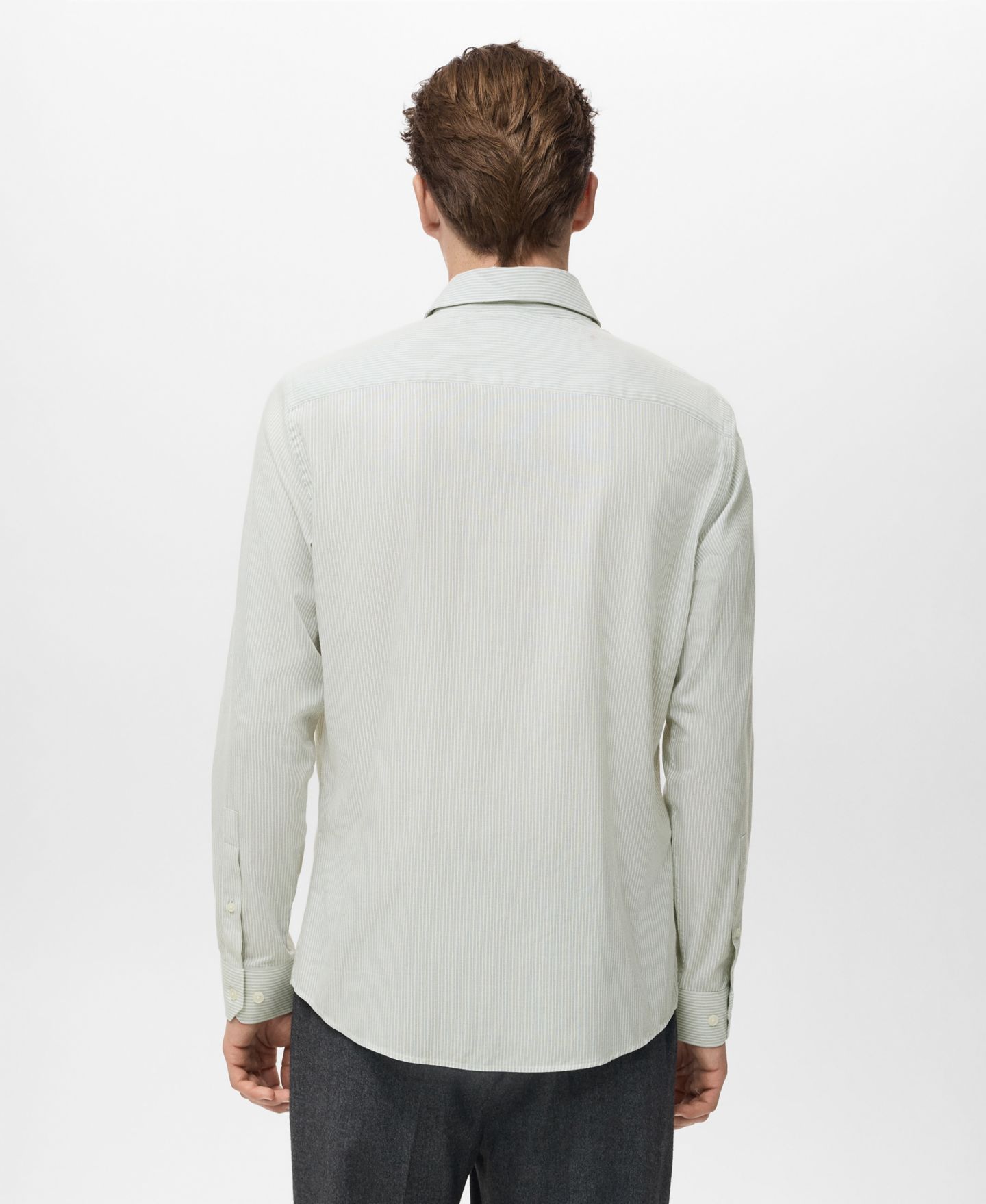 Мужская рубашка Mango Regular Cotton, цвет: Зелёный — фото 3