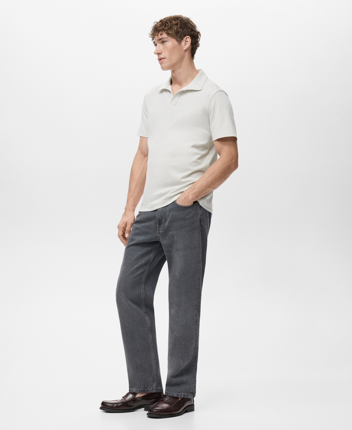 Mango Men's Cotton Pique Polo Shirt