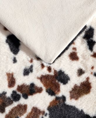 Spotted Cow Faux Rabbit Fur Throw, 50" x 70"