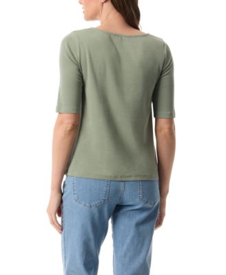 Women's Emory Embroidered Split Boat Neck T-Shirt