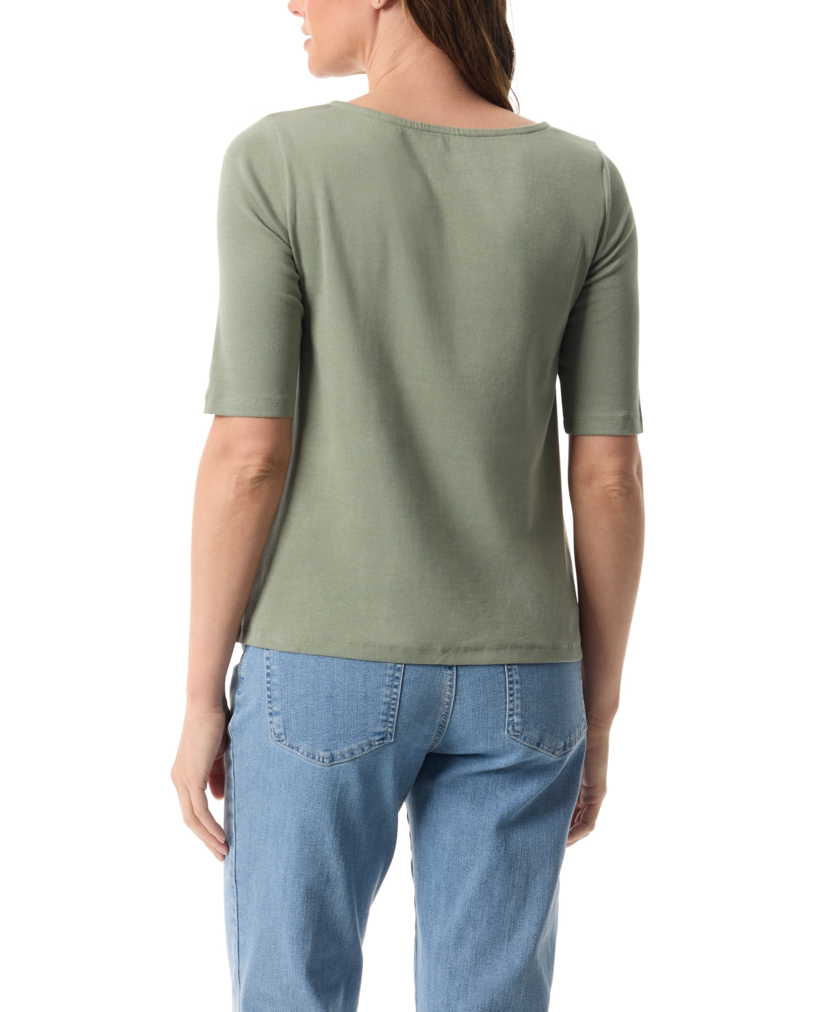 Gloria Vanderbilt Women's Emory Embroidered Split Boat Neck T-Shirt