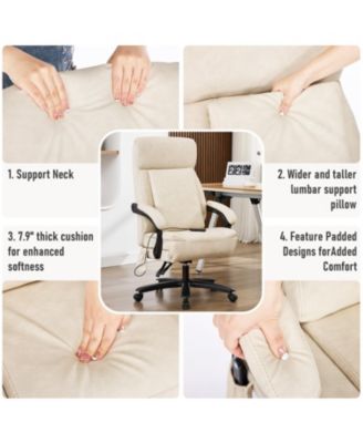 Reclining Office Chair with Massage & Footrest, PU Leather Swivel Desk Chair for Home Office or Relaxation Corner, 500 lbs