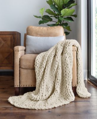 Oversized Chunky Hand-knit Throw, 59" x 47"
