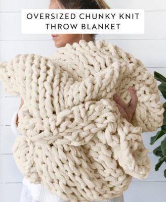 Oversized Chunky Hand-knit Throw, 59" x 47"