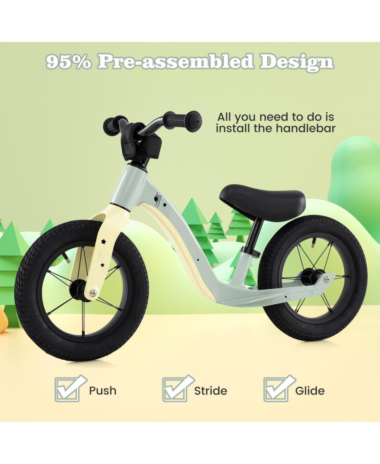 Детская игрушка Mecale 12-Inch Balance Bike with Adjustable Seat, Ages 3+, цвет: Зелёный — фото 6