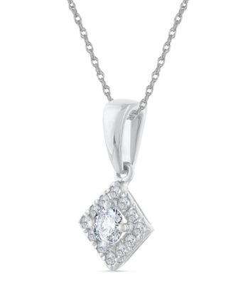 Diamond Round Shape Halo Design Pendant Necklace (1/4 ct. t.w.) in 10k White Gold
