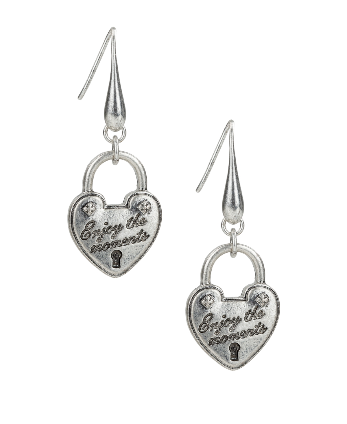 Patricia Nash Sliver Plated Heart Lock Drop Earrings In Metallic