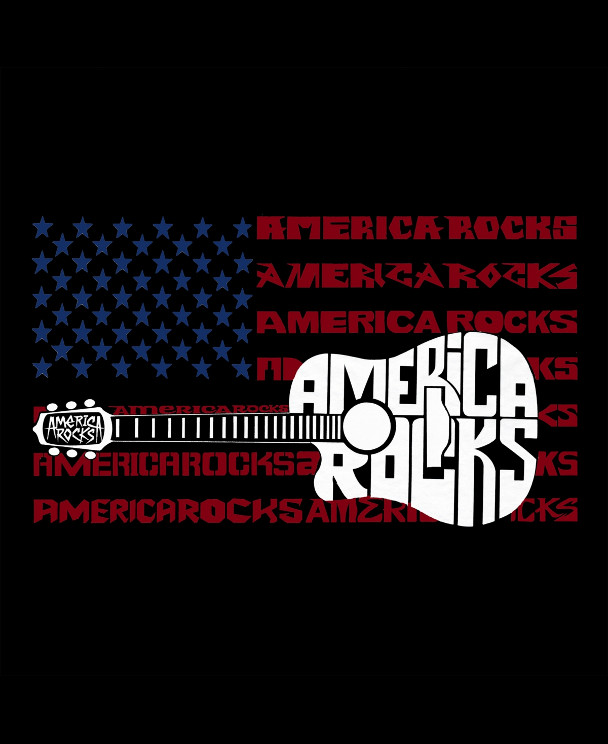 La Pop Art Women's America Rocks Word Art Long Sleeve T-shirt In Black