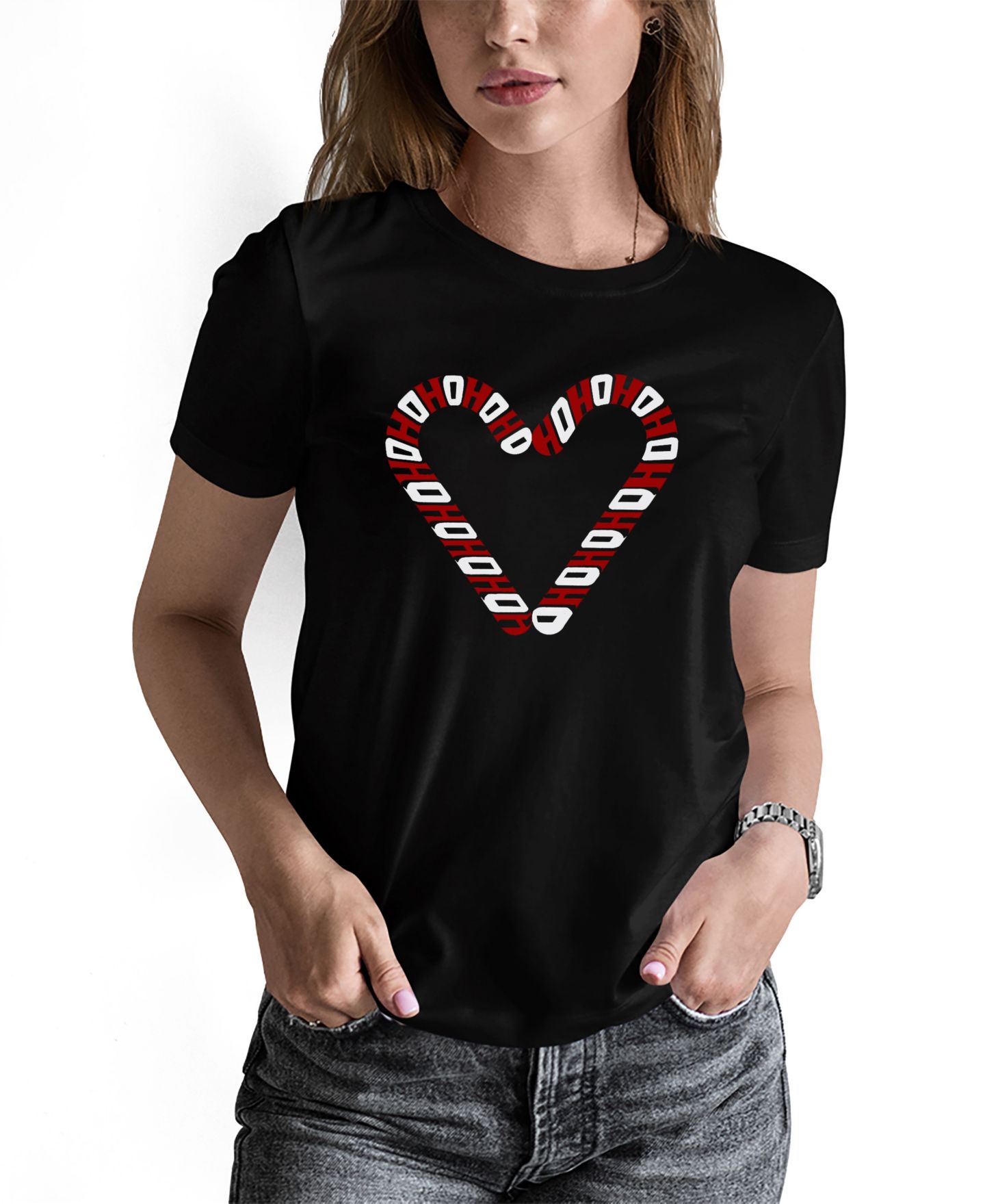 Женская футболка LA Pop Art Candy Canes Word Art Long-Sleeve, цвет: Чёрный — фото 1