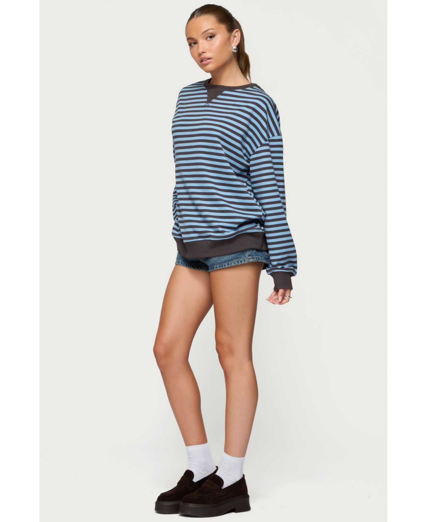 Женская толстовка Edikted Onda Striped, цвет: Синий — фото 4