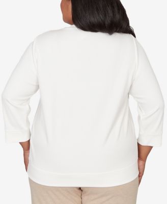 Plus Size Comfort & Joy Floral Embroidered Crew Neck Top