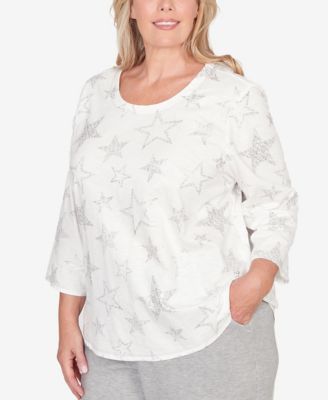Plus Size Comfort & Joy Star Print Crew Neck Top